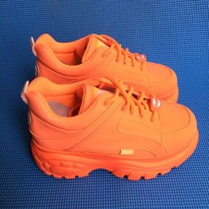 Buffalo London Classic Women's Shoes Reflective Chunky Platform Orange Sneakers